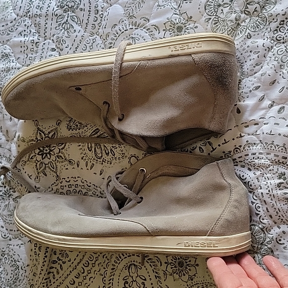 Diesel Mid Town Chukka Boots Mens 13 Gray Taupe Suede Leather Mid Cut Lace Up - Picture 3 of 4